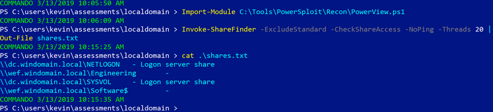 PowerView's Invoke-ShareFinder output