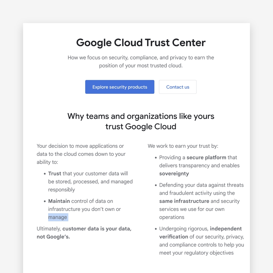 Google Cloud Trust Center