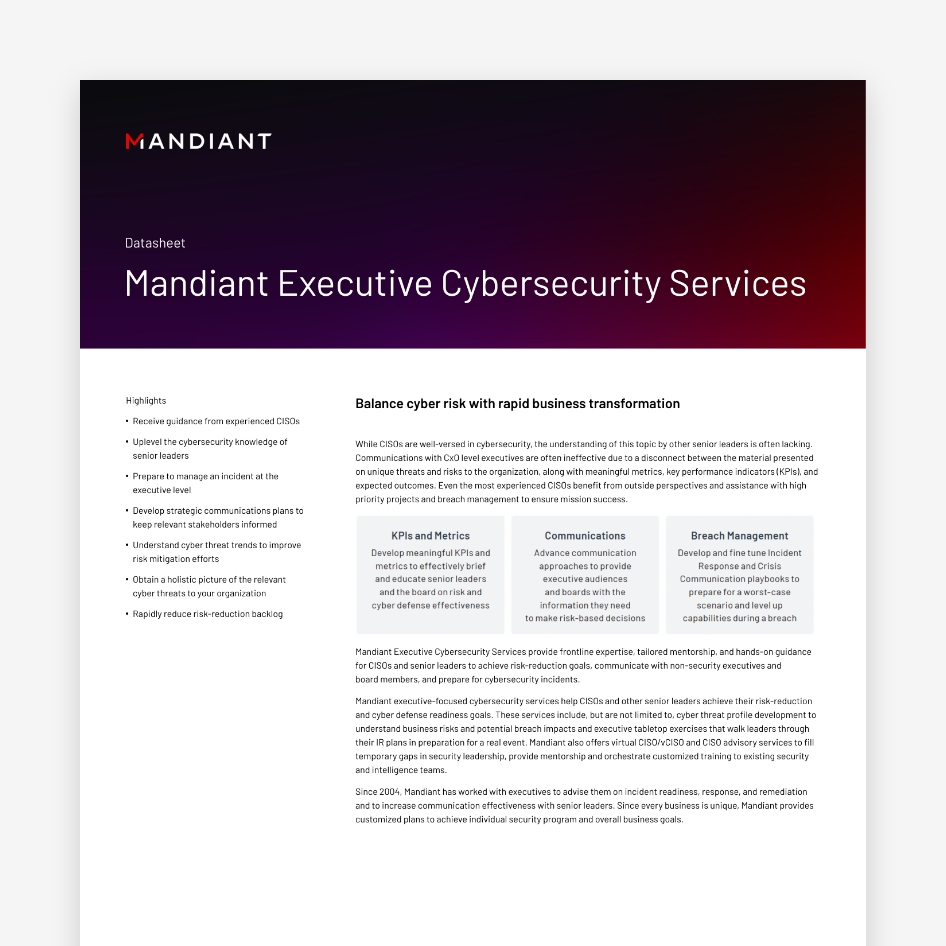 Mandiant Executive Cybersecurity Services