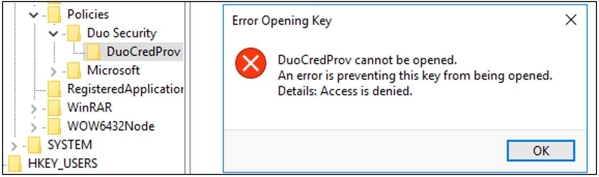 Figure 13: Secured Registry keys