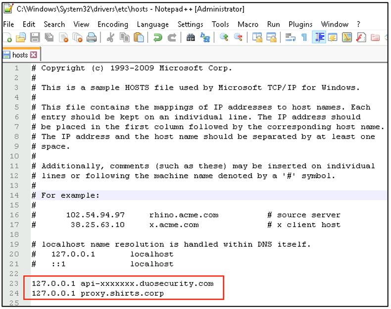 Figure 14: Sink holed Duo hostname and proxy