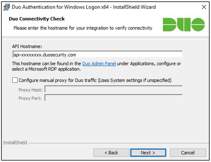 Figure 3: Install - API endpoint configuration