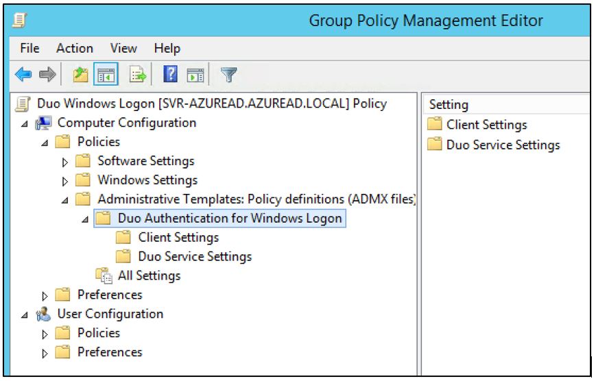 Figure 6: Duo integration Group Policy