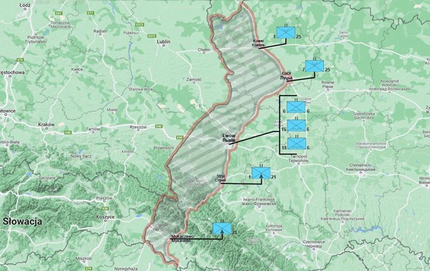 Figure 5: A map disseminated in a suspected Secondary Infektion operation claimed to show specific locations where Polish troops would be stationed in western Ukraine