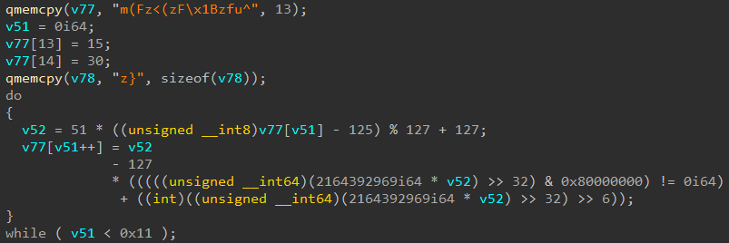 Figure 2: Decompilation of the tight string decoding sequence