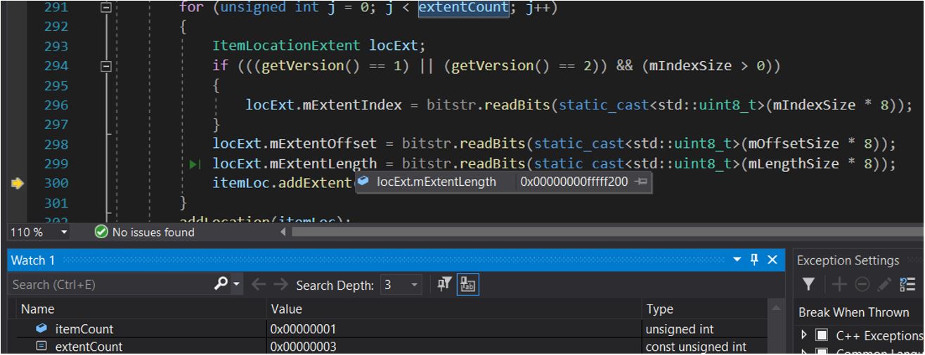 Figure 7: iloc parsing in a debugger