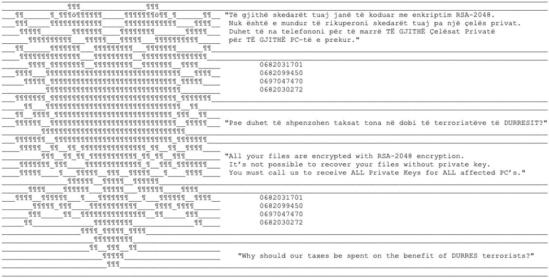 Figure 1: ROADSWEEP ransom note