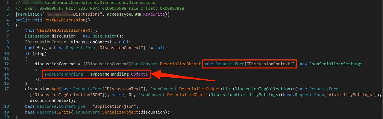Figure 6: Unsafe deserialization of user input