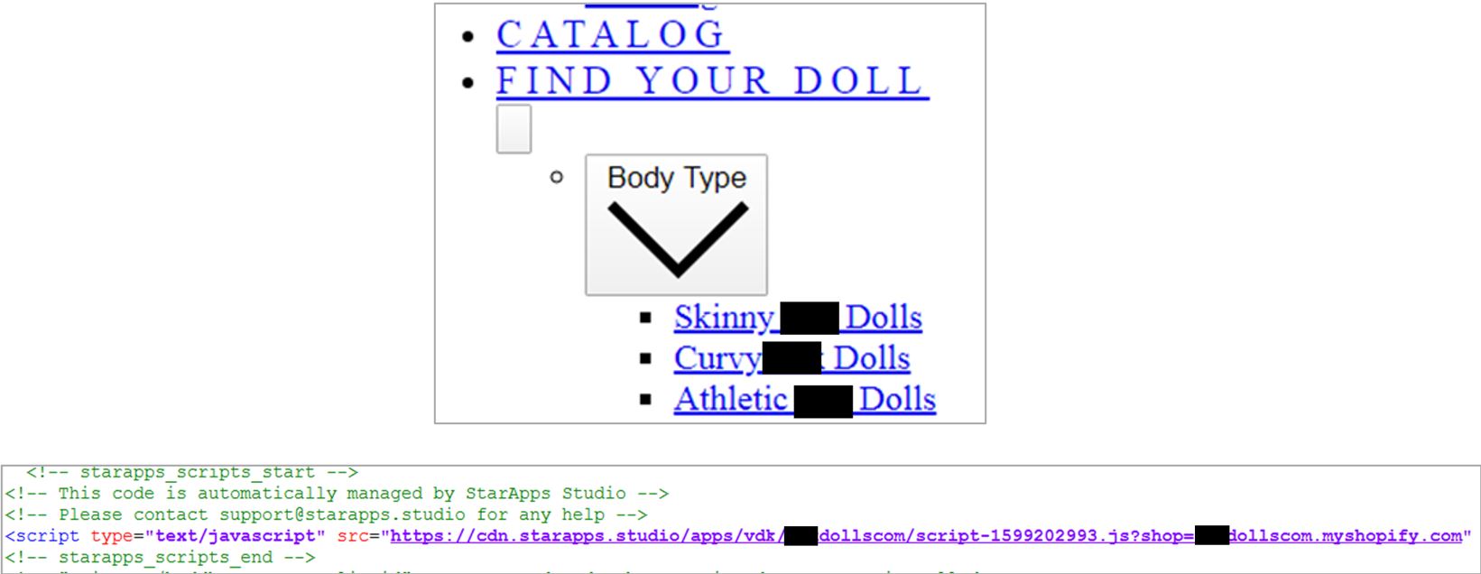 図 4: UNC3890 インフラストラクチャでホストされている HTML ページと、ロボット人形の購入に関する参照