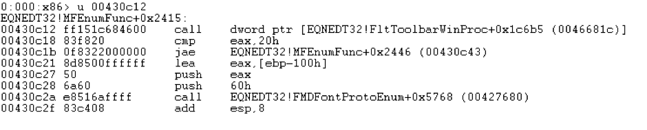 Disassembly of overwritten function address