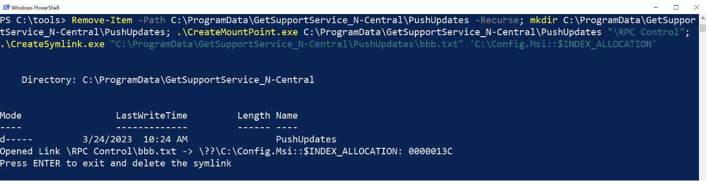 Creating a pseudo-symlink targeting C:\Config.Msi