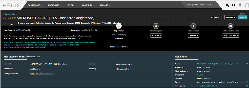 PTA Connector Registered alert description