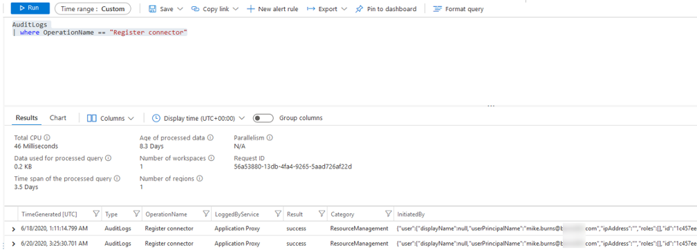 Register Connector—Azure Sentinel logs