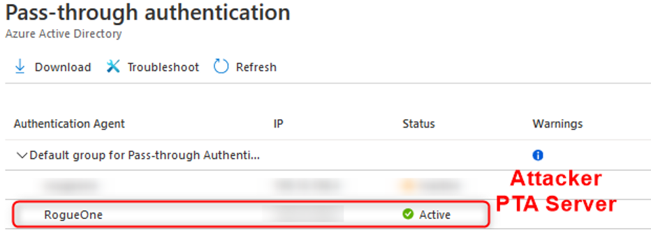 Azure Active Directory Pass-through Authentication agent status