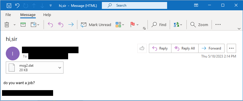 Emails sent by UNC4841 with attachments that exploit CVE-2023-2868