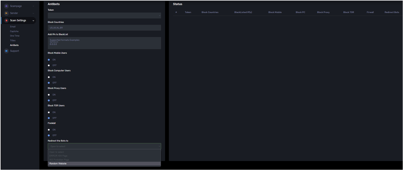Caffeine platform configuration settings