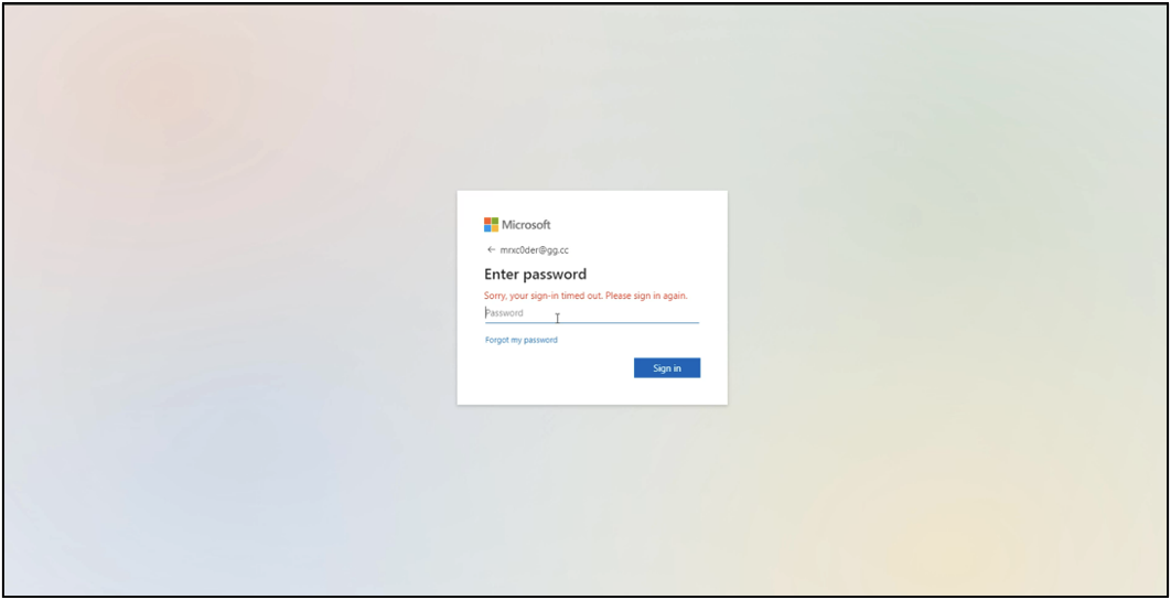 Microsoft 365 資格情報の盗難用に正しく構成されたルアー ページ