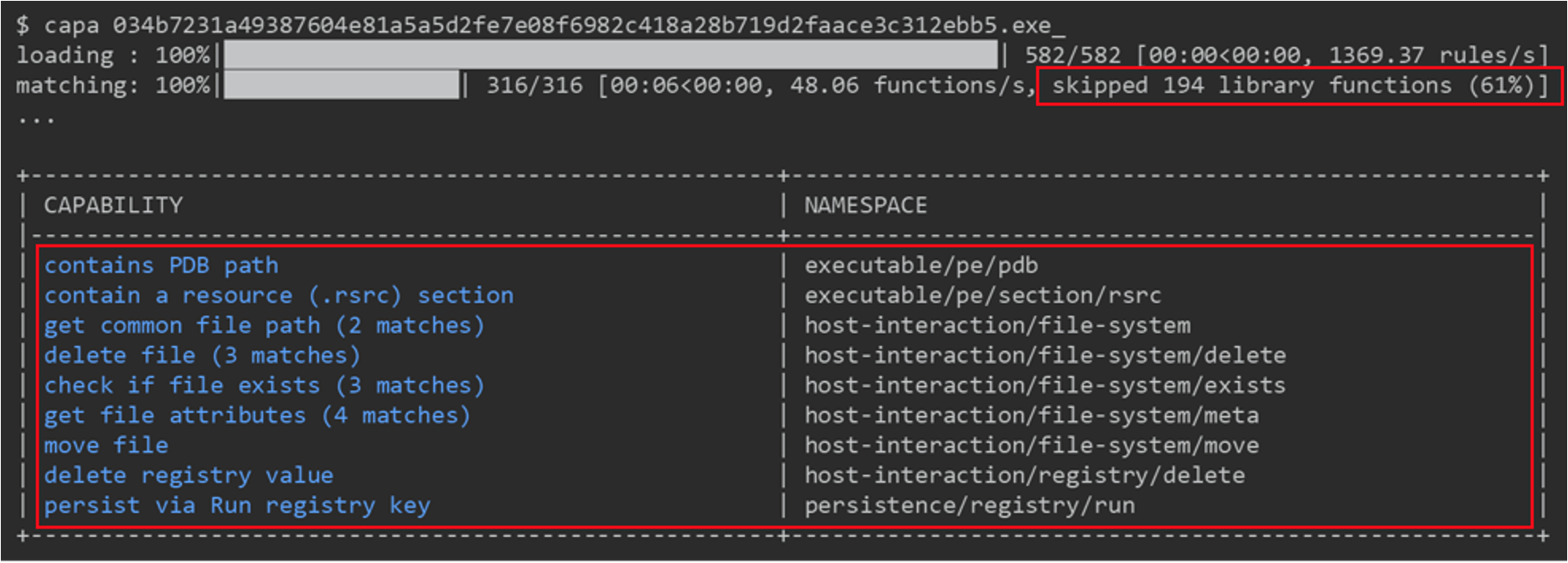 capa v2.0 results ignoring library code functions