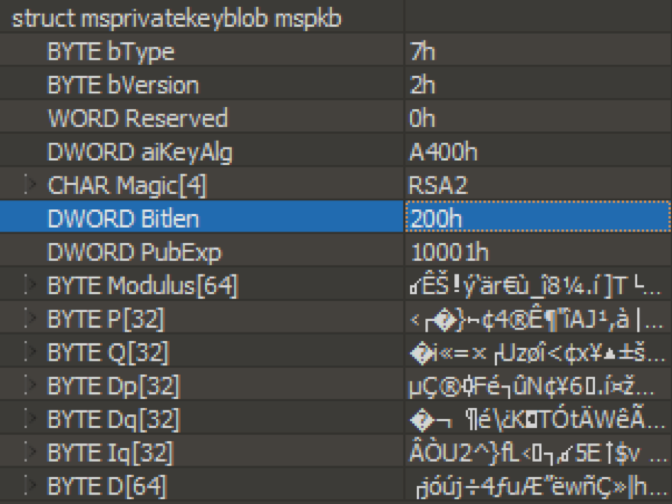 Parsed 512-bit private key