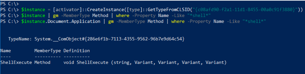 Listing ExecuteShellCommand method in ShellBrowserWindow COM object