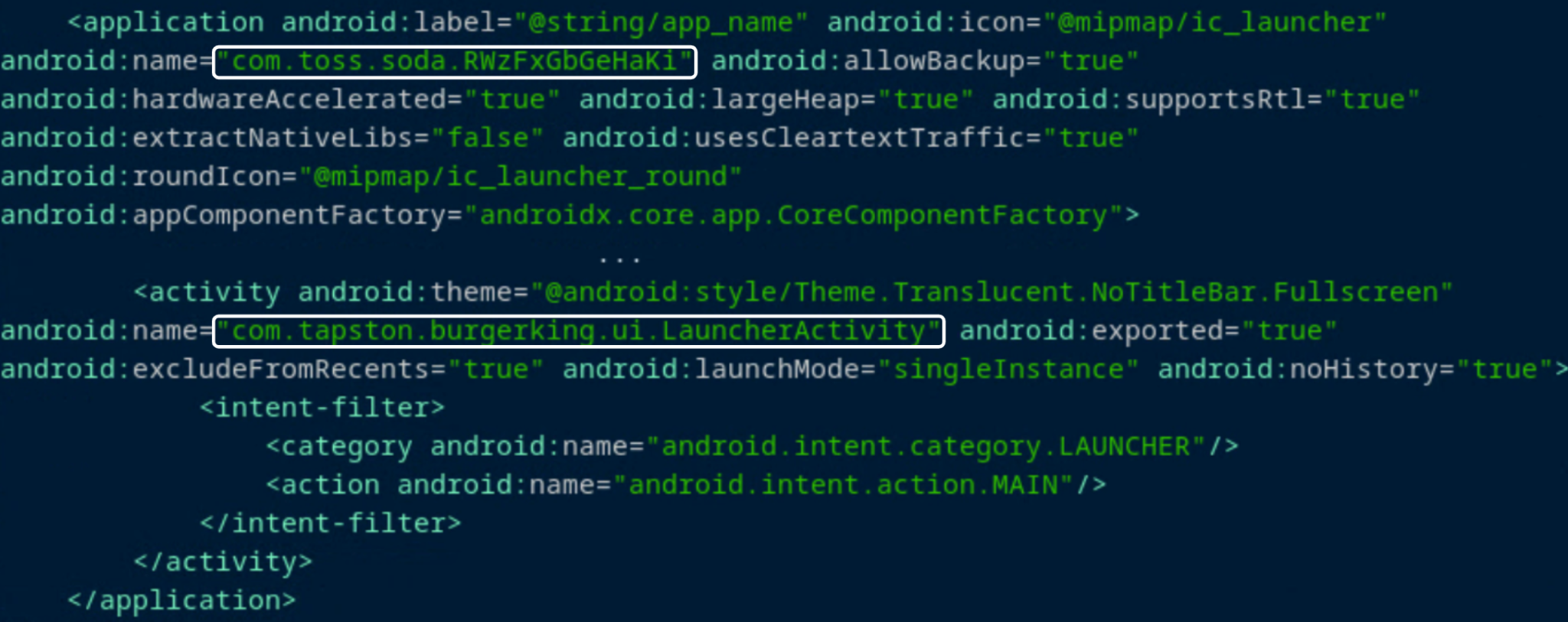 Main activity and Application subclass in AndroidManifest.xml