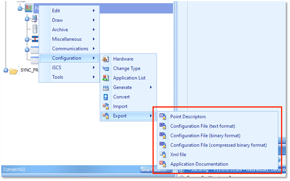 SGConfig configuration export options