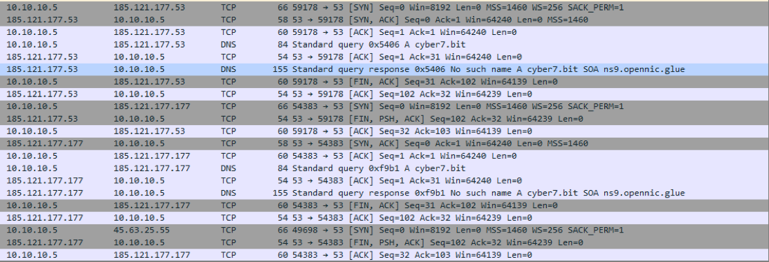 Cyber7.bit ドメインの DNS リクエスト