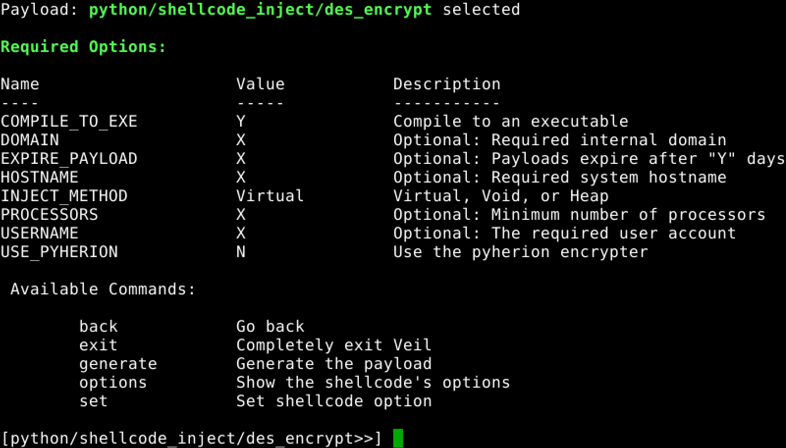 Environmental detection options