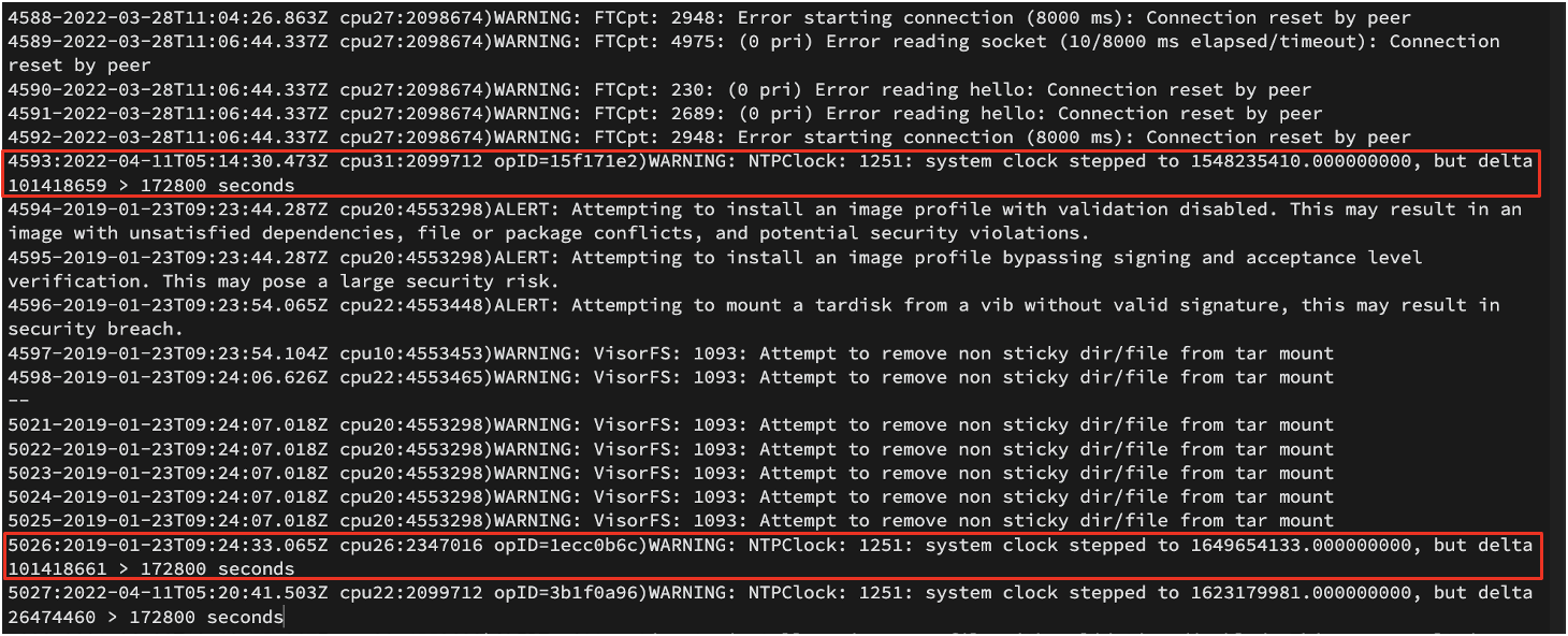 vmkwarning.log recording system time modification