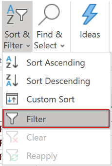 Filter option