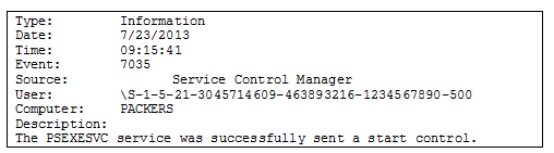 Event ID 7035 - Service start