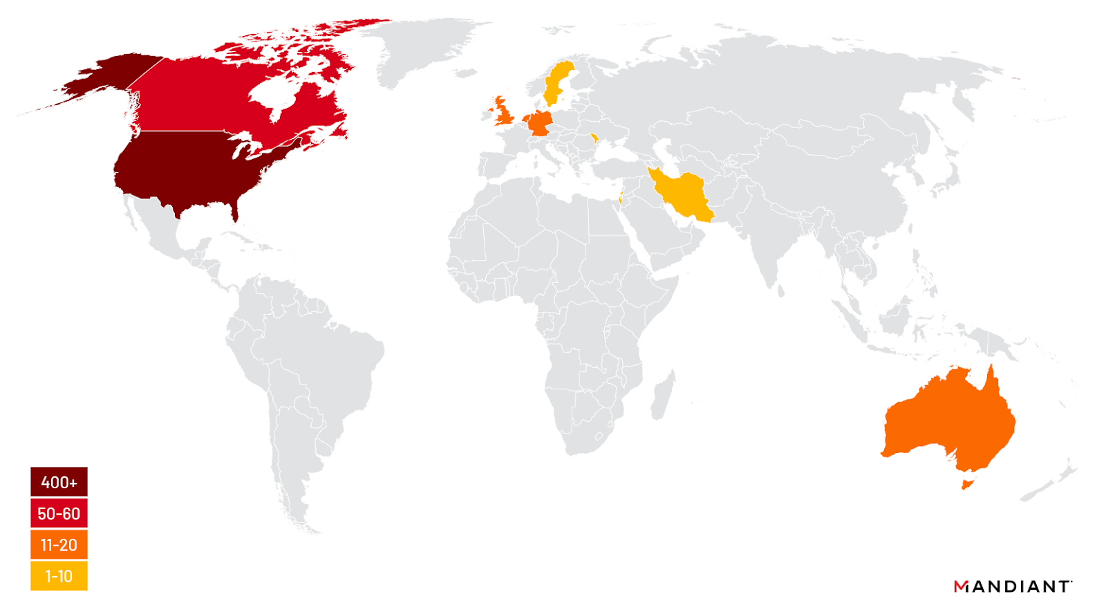 Geographic distribution of UNC5174 ScreenConnect targeting