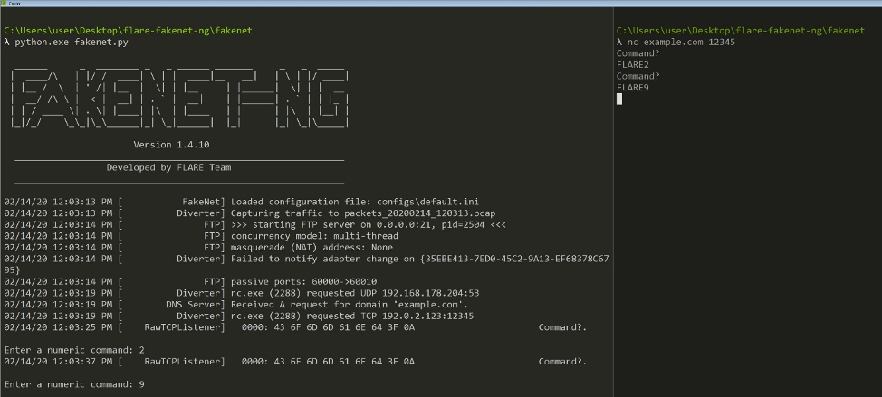 Issue TCP dynamic commands