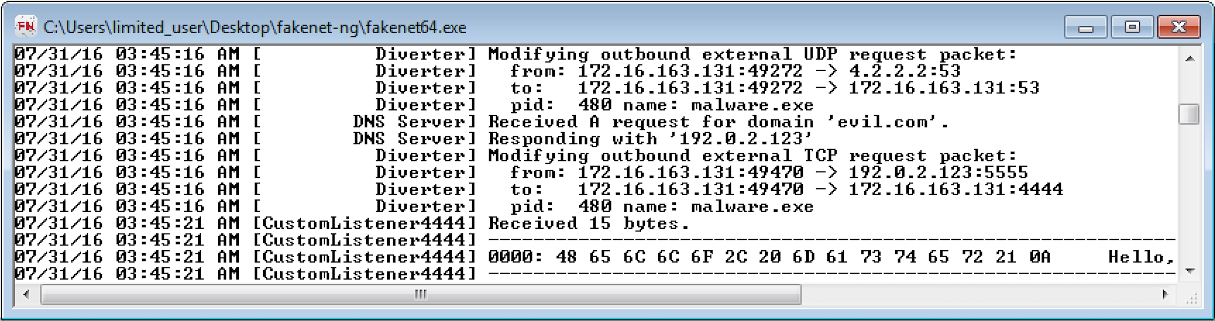 Diverting to Default Listener