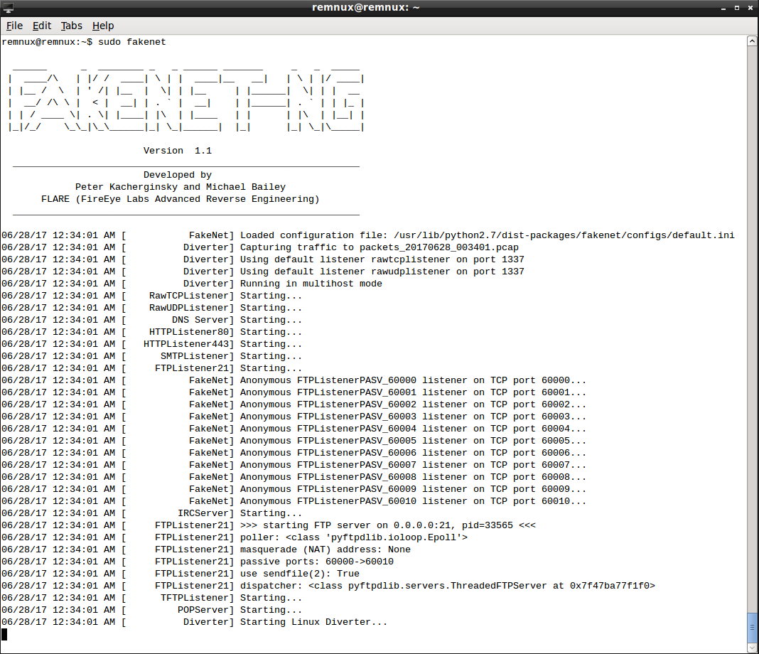 Starting FakeNet-NG on Linux