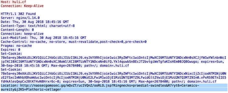 Last redirect before user reaches exploit kit landing page