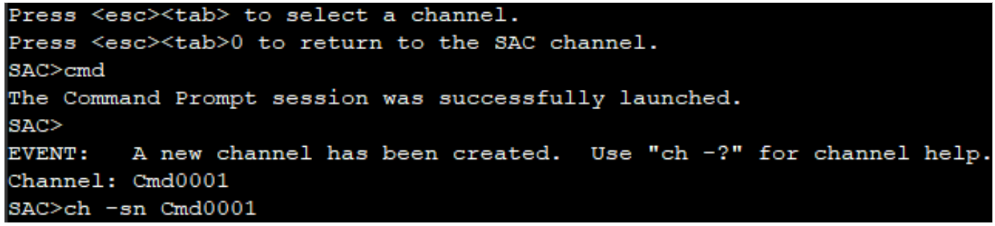 Example of connecting to a launched command prompt via the Serial Console on an Azure VM