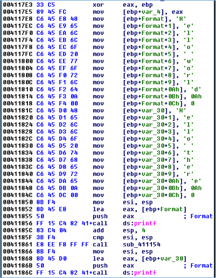 Disassembly challenge with markup