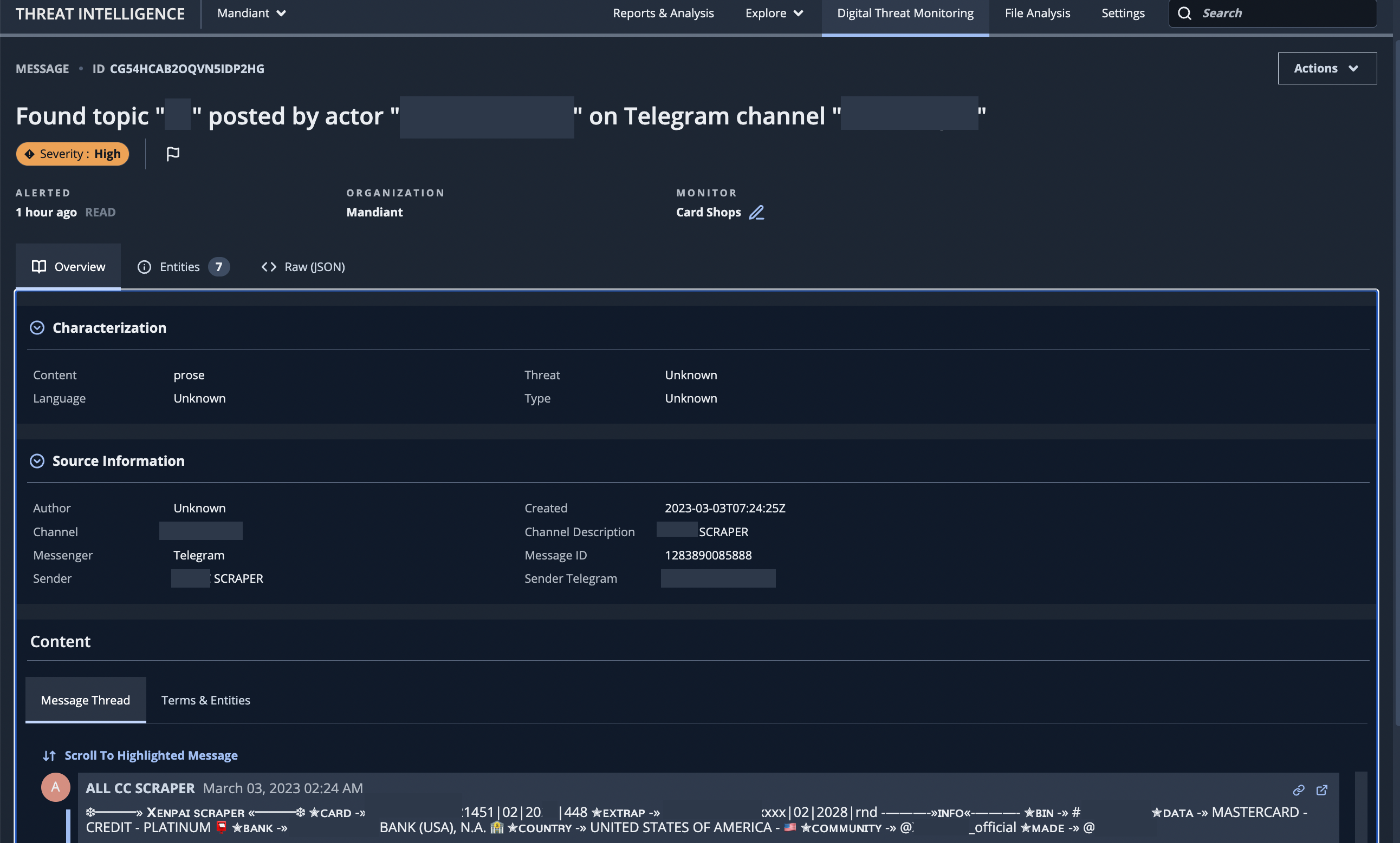 Users are able to view alert severity by clicking into individual alerts to investigate more specific details