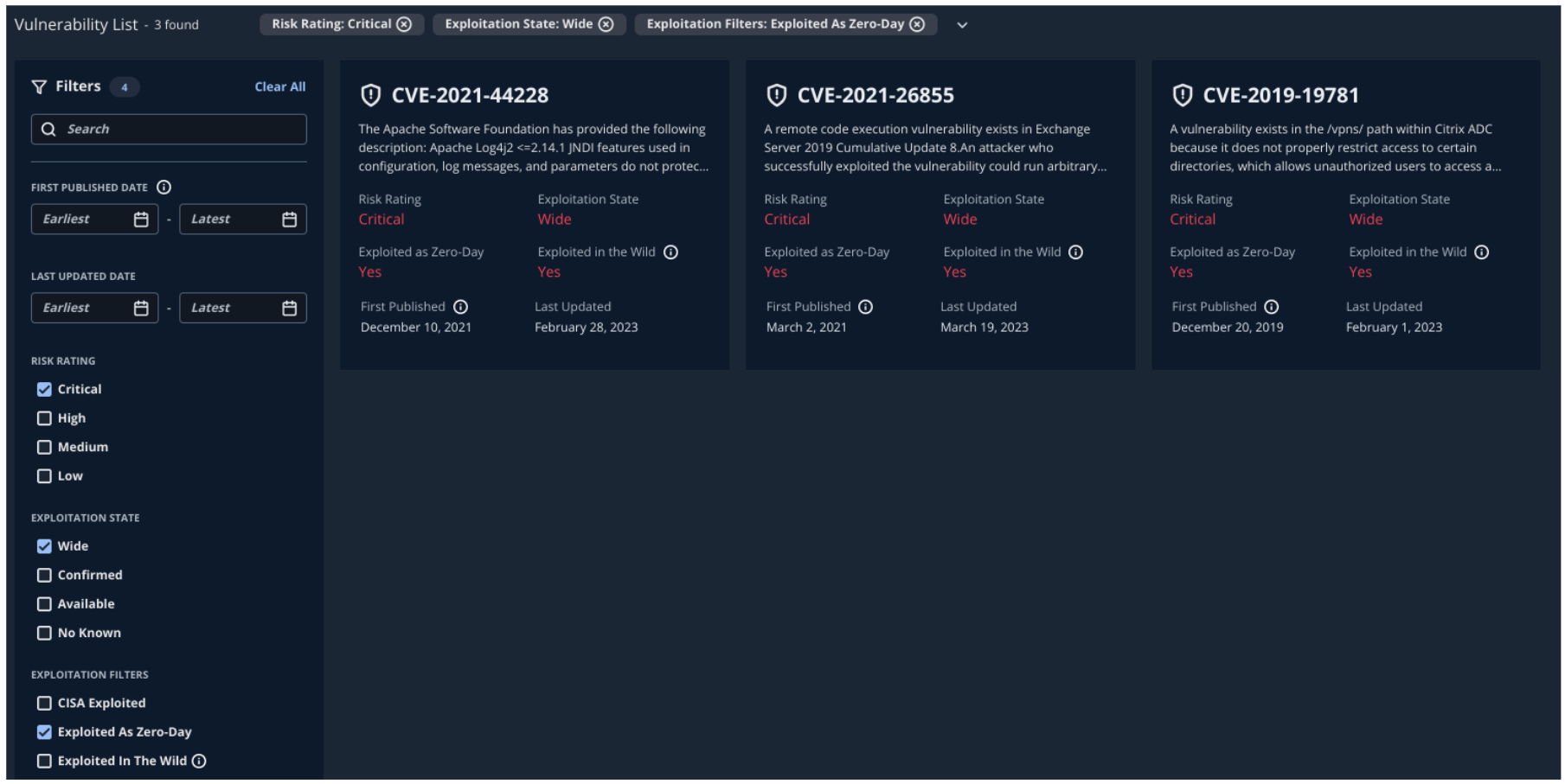 Improved Filtering on Vulnerability Dashboard