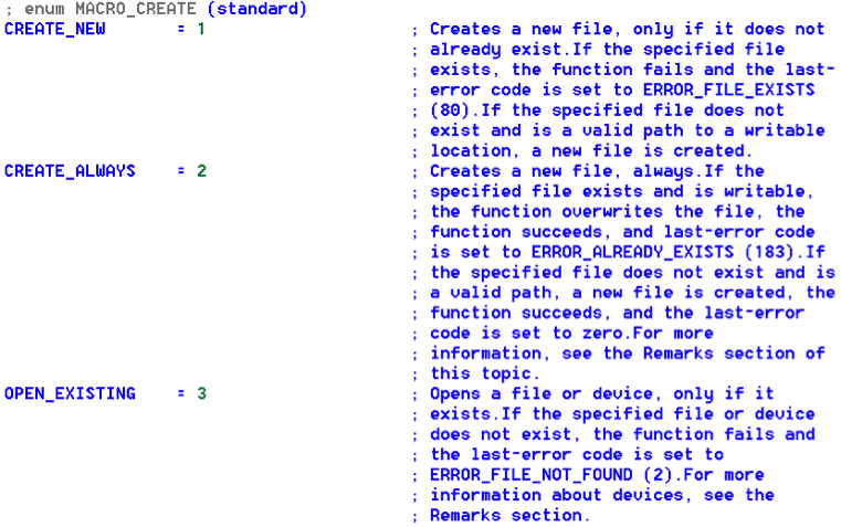 Descriptions added to the constant enumeration members