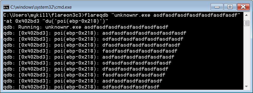 Using flareqdb to monitor a string within a loop