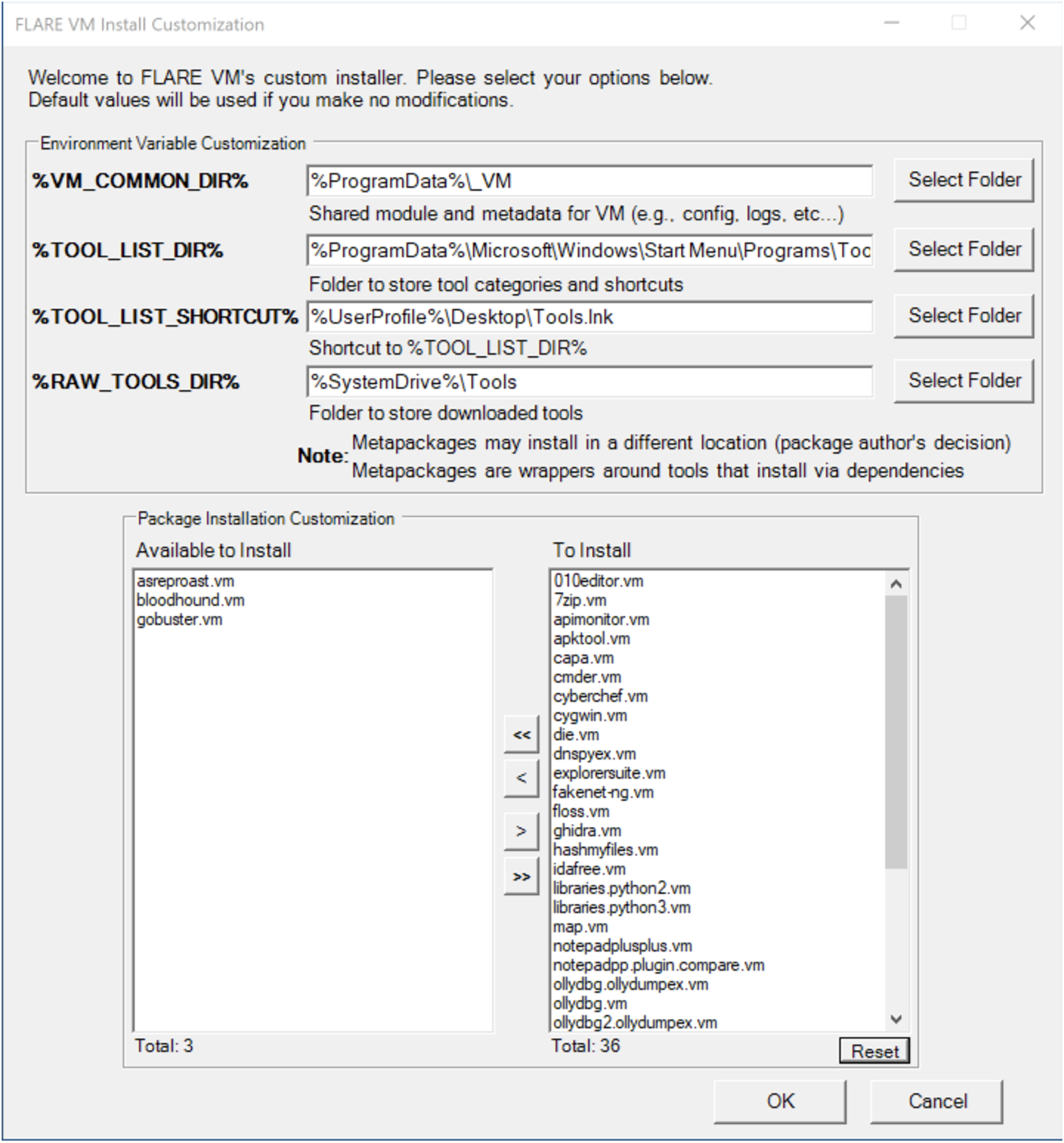 FLARE VM installer GUI