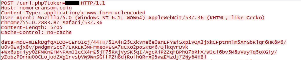 Gandcrab POST request to nomoreransom[.]coin
